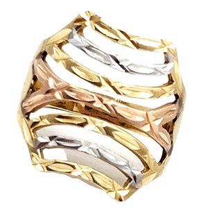 14k Real Solid Tricolor Gold 19.6mm Seven Day Semanario Ring